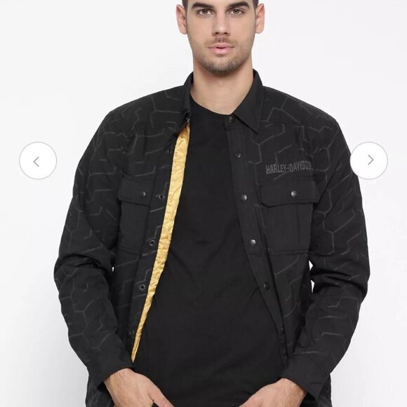 Harley Davidson Snap Front Shirt Jacket Men's size 3XL Gray Black - Picture 11 of 12